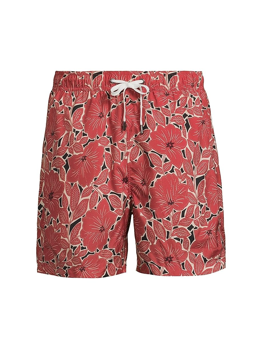 Men's Charles Floral Swim Shorts - Black Multi - Size XXL