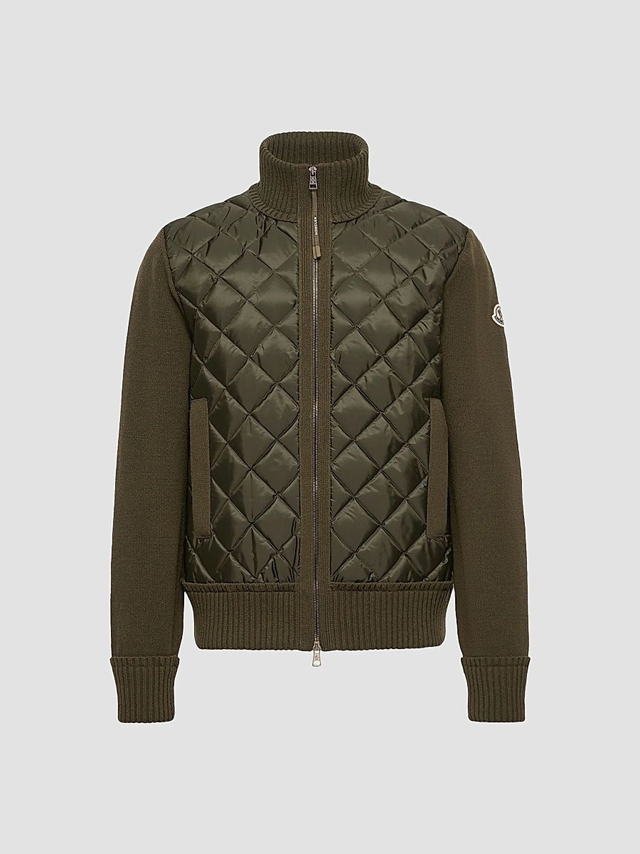 Men's Cardigan in Wool & Cashmere Blend - Olive Green - Size XXXL