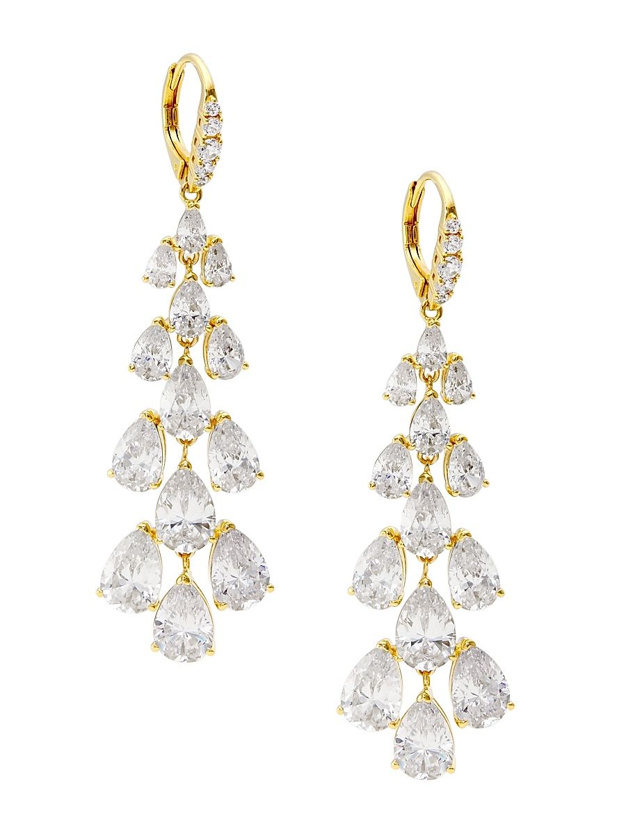 Women's Feliz 18K Gold-Plated & Cubic Zirconia Linear Drop Earrings - Gold