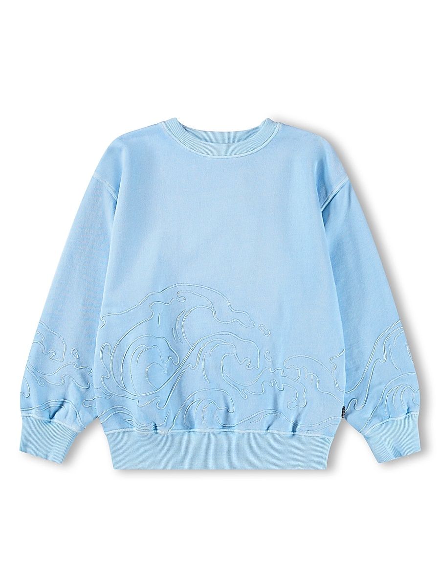 Little Boy's & Boy's Embroidered Wave Cotton Sweatshirt - Stream - Size 10