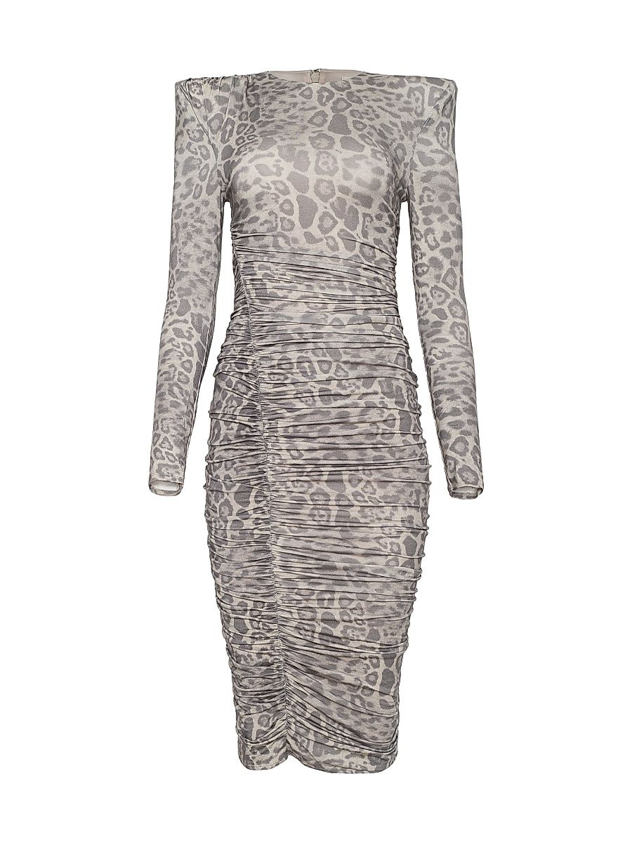 Women's Paityn Leopard Print Ruched Sheath Dress - Grey Multi Patch Leopard - Size 18