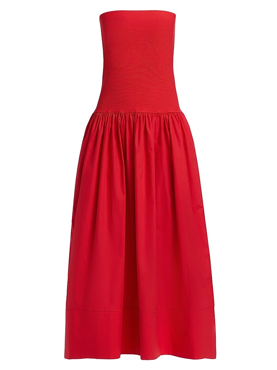 Women's Glasbury Tube Top Cotton-Blend A-Line Midi-Dress - Watermelon - Size XL