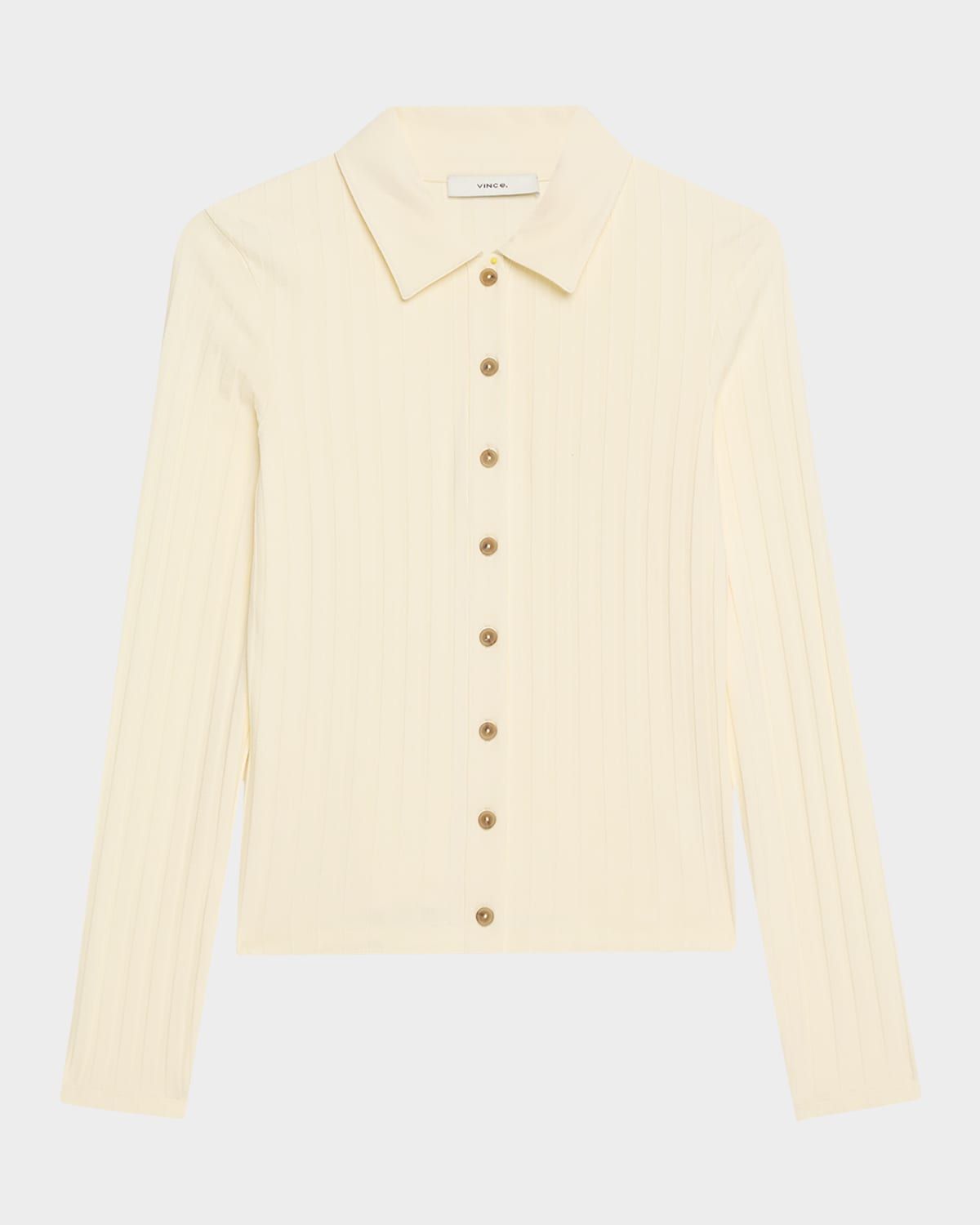 Long-Sleeve Ribbed Button-Front Top