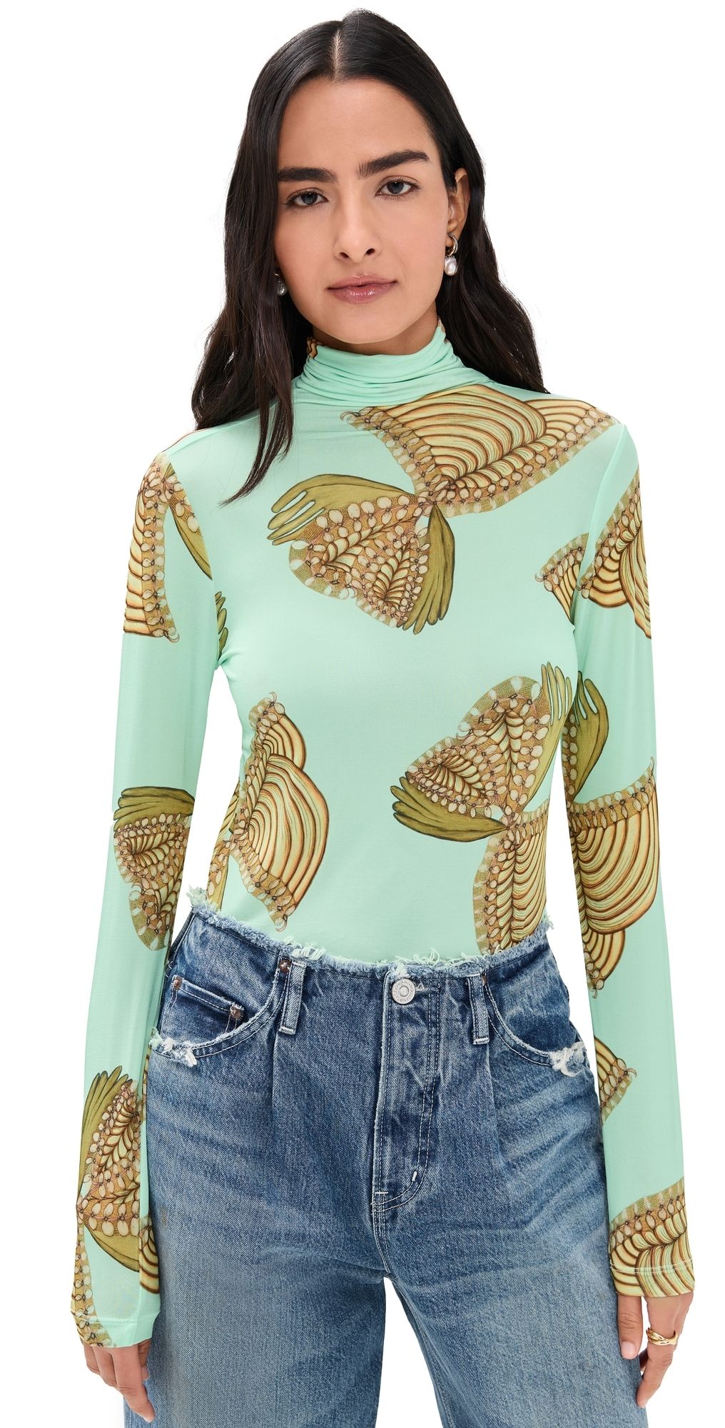 Ulla Johnson Aurelia Turtleneck Water Blossoms S