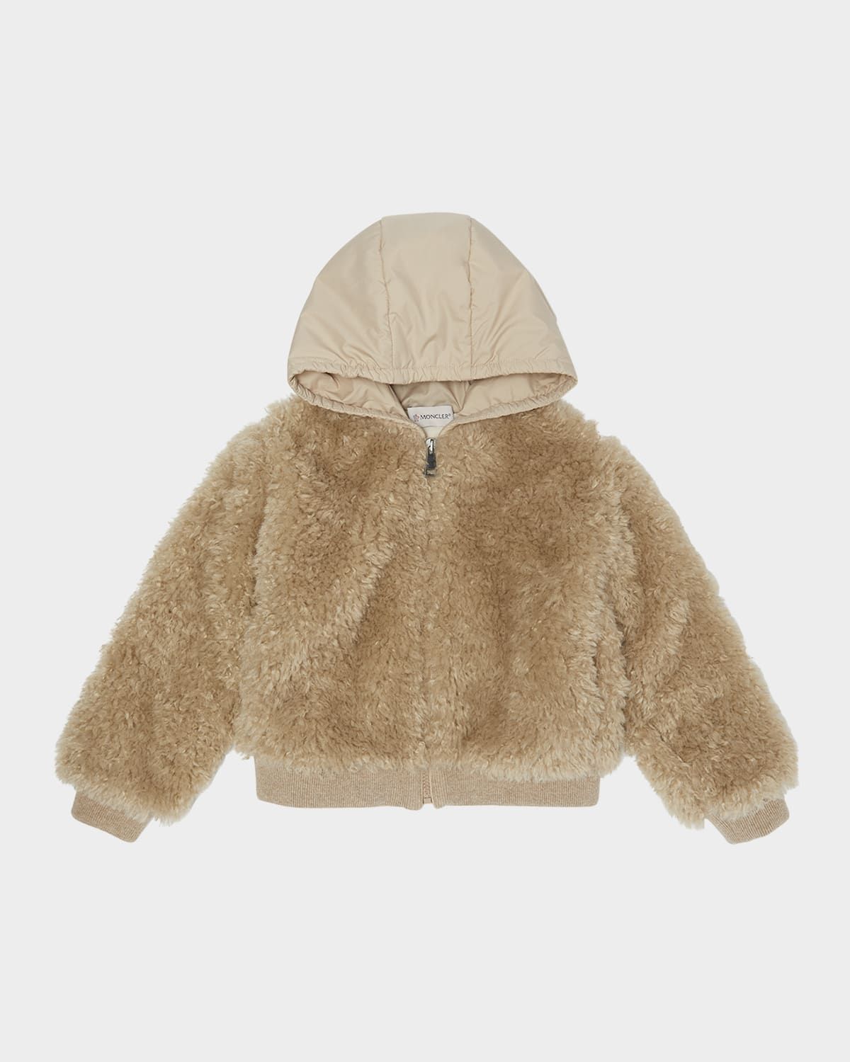 Girl & apos;s Teddy Fleece Nylon Hood Zip-Front Cardigan