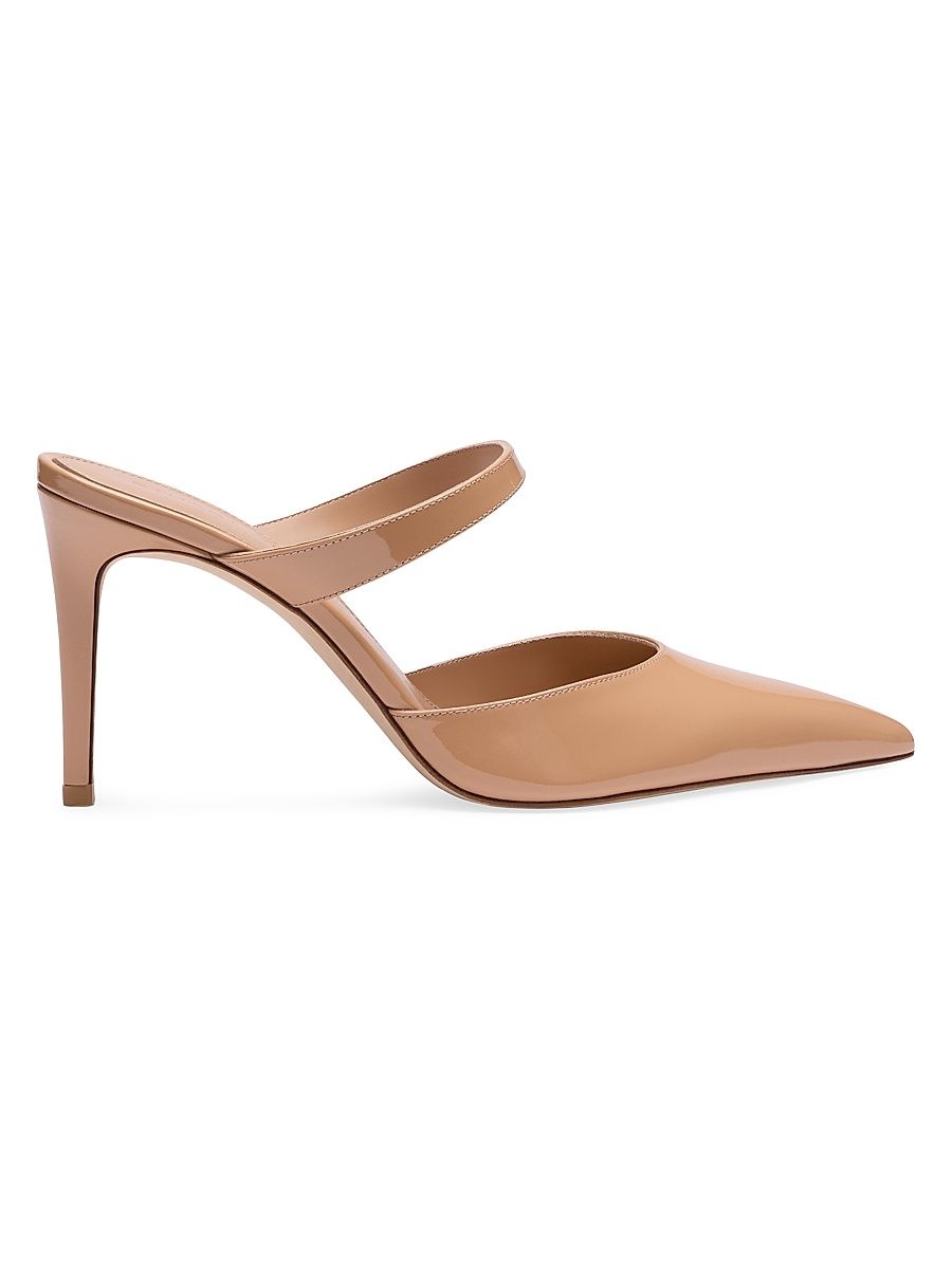Women's Stuart Power 85MM Patent Leather Stiletto Mules - Adobe - Size 9.5