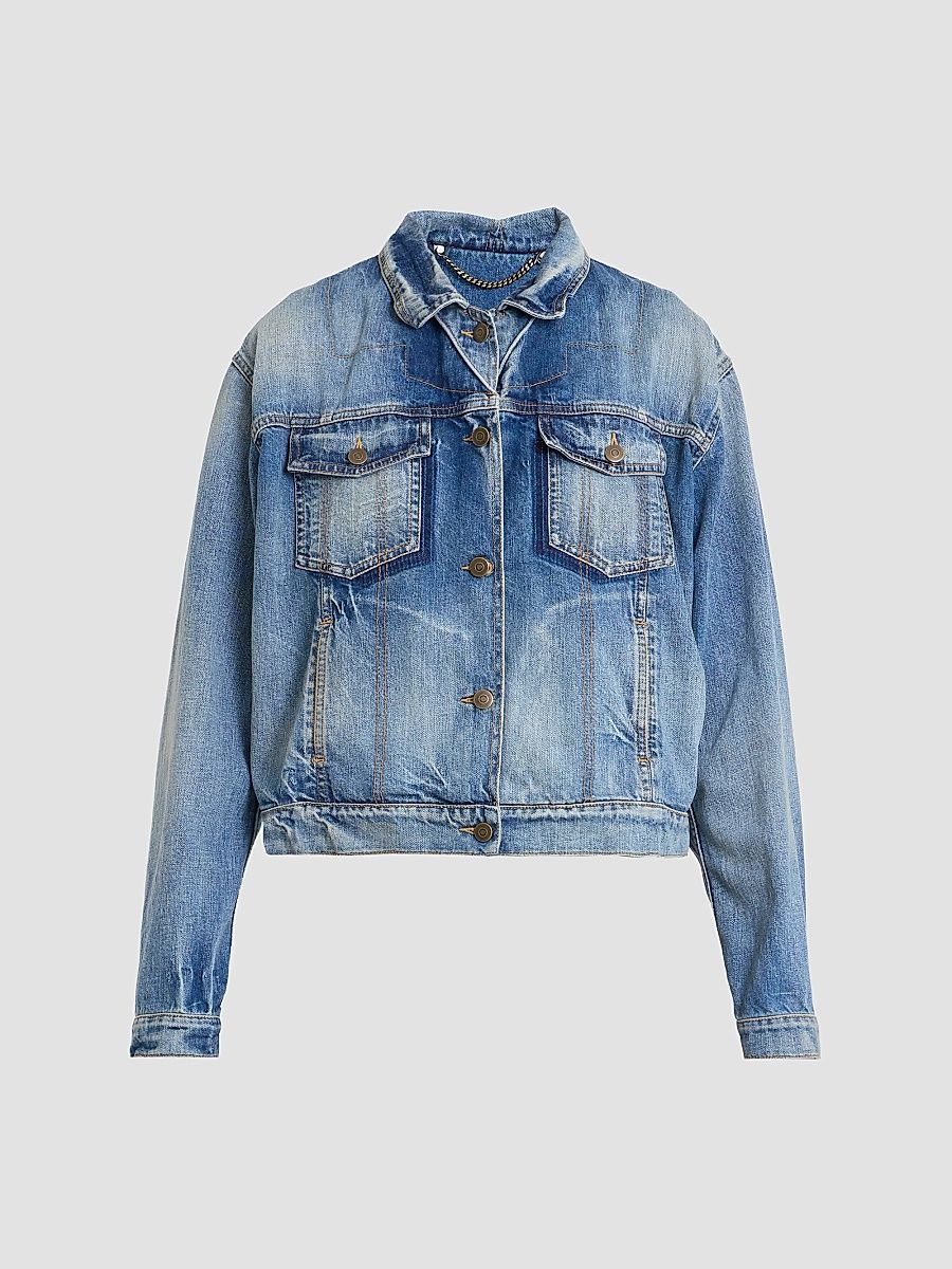 Women's Faded Denim Jacket - Blue Denim Vintage - Size 10