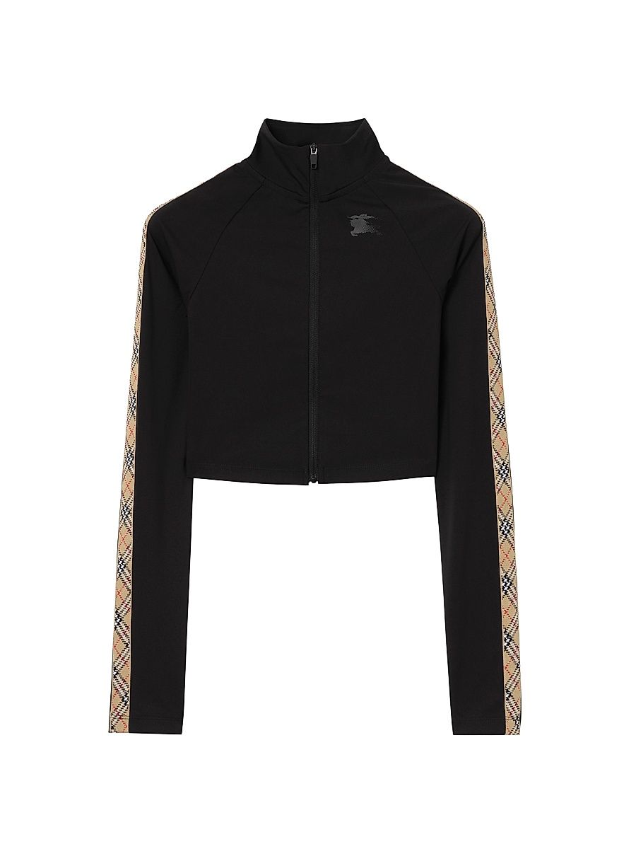 Women's Astrid Stretch-Nylon Crop Track Jacket - Black - Size XXS