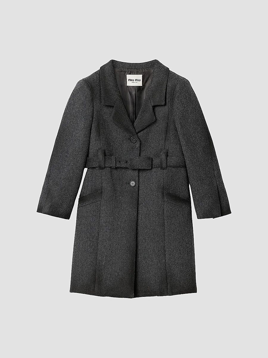 Miu Miu Women's Single-Breasted Double Wool Coat - Grey - Size 0