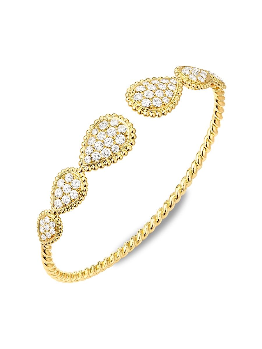 Women's Serpent Bohème 18K Yellow Gold & Diamond Multiple-Motif Open Bangle Bracelet - Yellow Gold