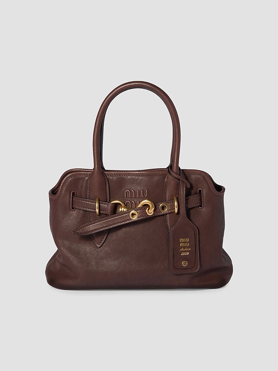 Miu Miu Women's Aventure Nappa Leather Top Handle Bag - Dark Brown