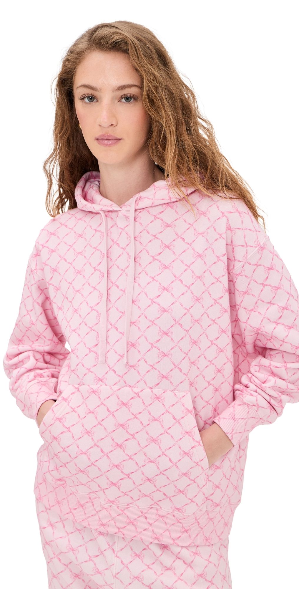 LoveShackFancy Nacova Hoodie Pink Peppermint M