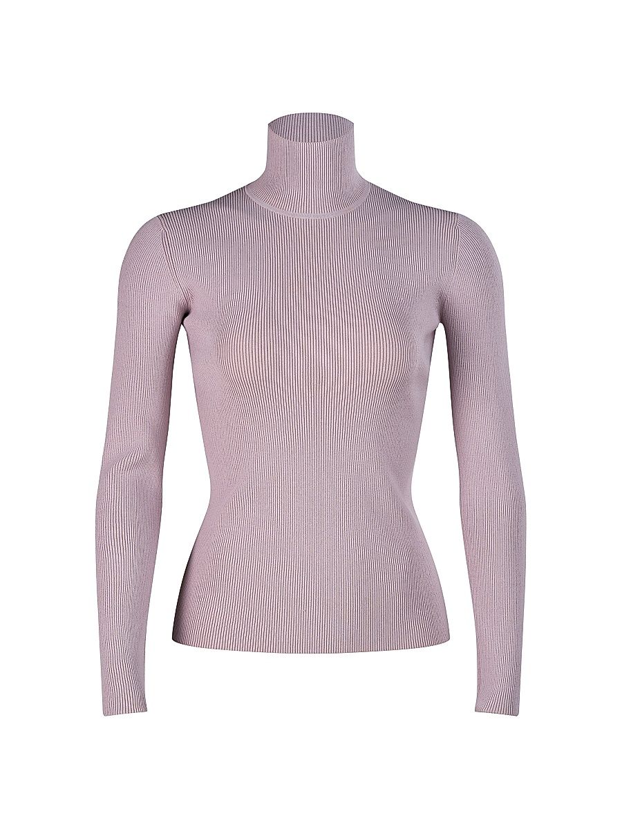 Women's Ty Rib-Knit Turtleneck - Light Plum - Size XL