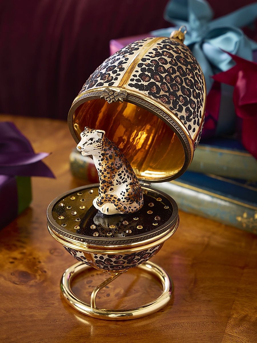 Leopard Hinged Egg Ornament