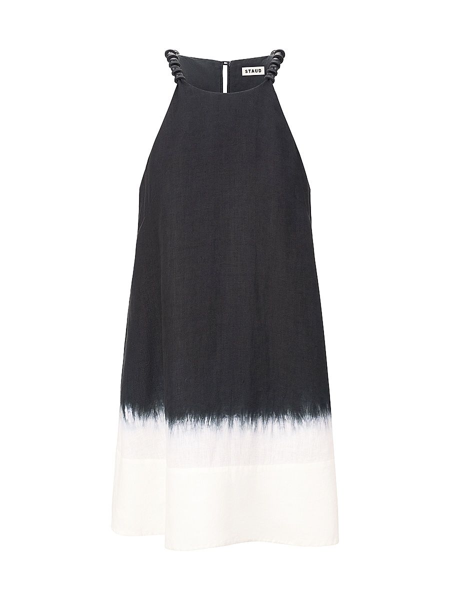 Women's Cabo Dip-Dyed Linen A-Line Minidress - Onyx Tie Dye - Size XL