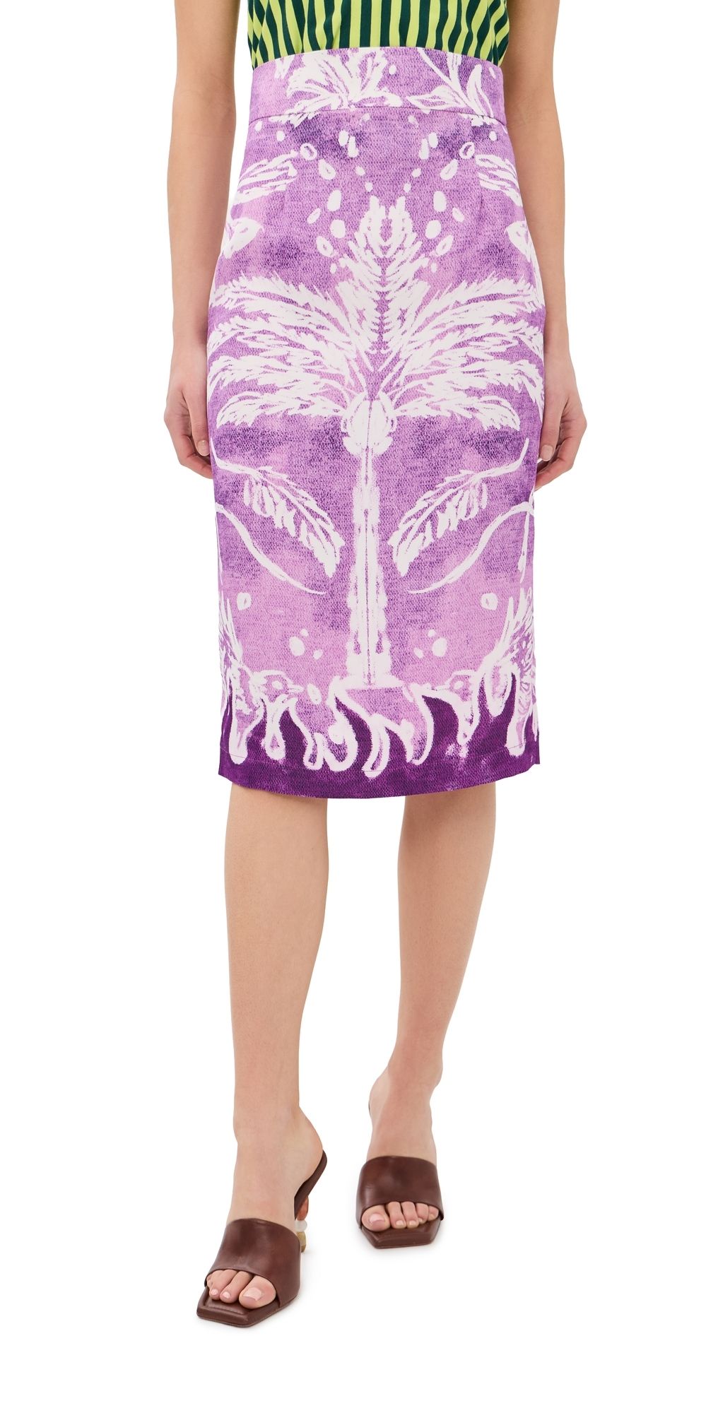 Stella Jean Printed Pencil Skirt Purple Palm And Nature 40