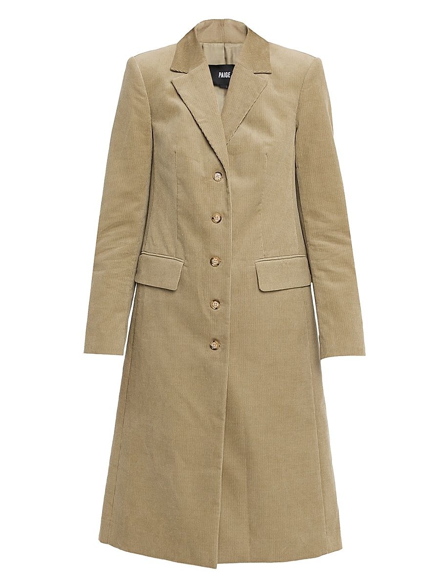 Women's Trexi Long Corduroy Coat - Olive - Size 12