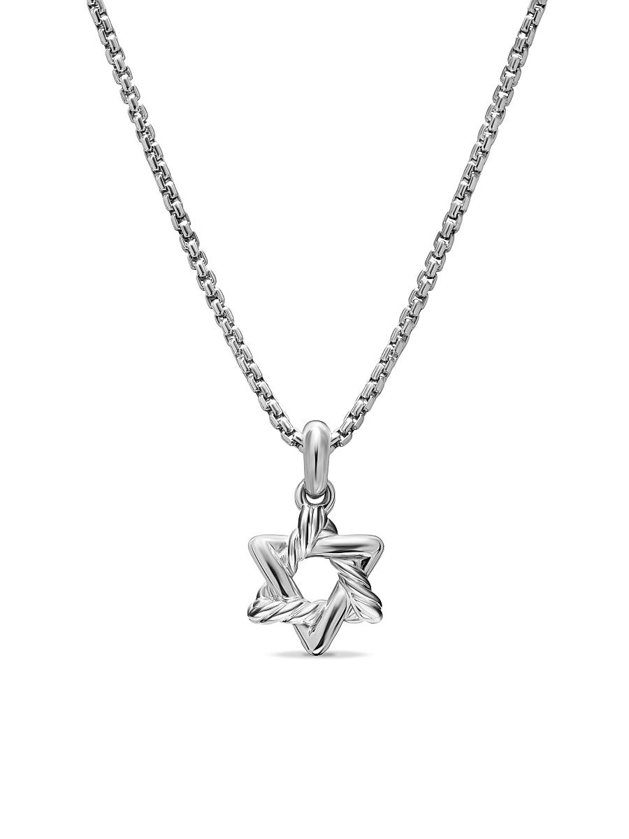 Women's Star of David Pendant Necklace in Sterling Silver, 9.6MM - Silver - Size 18