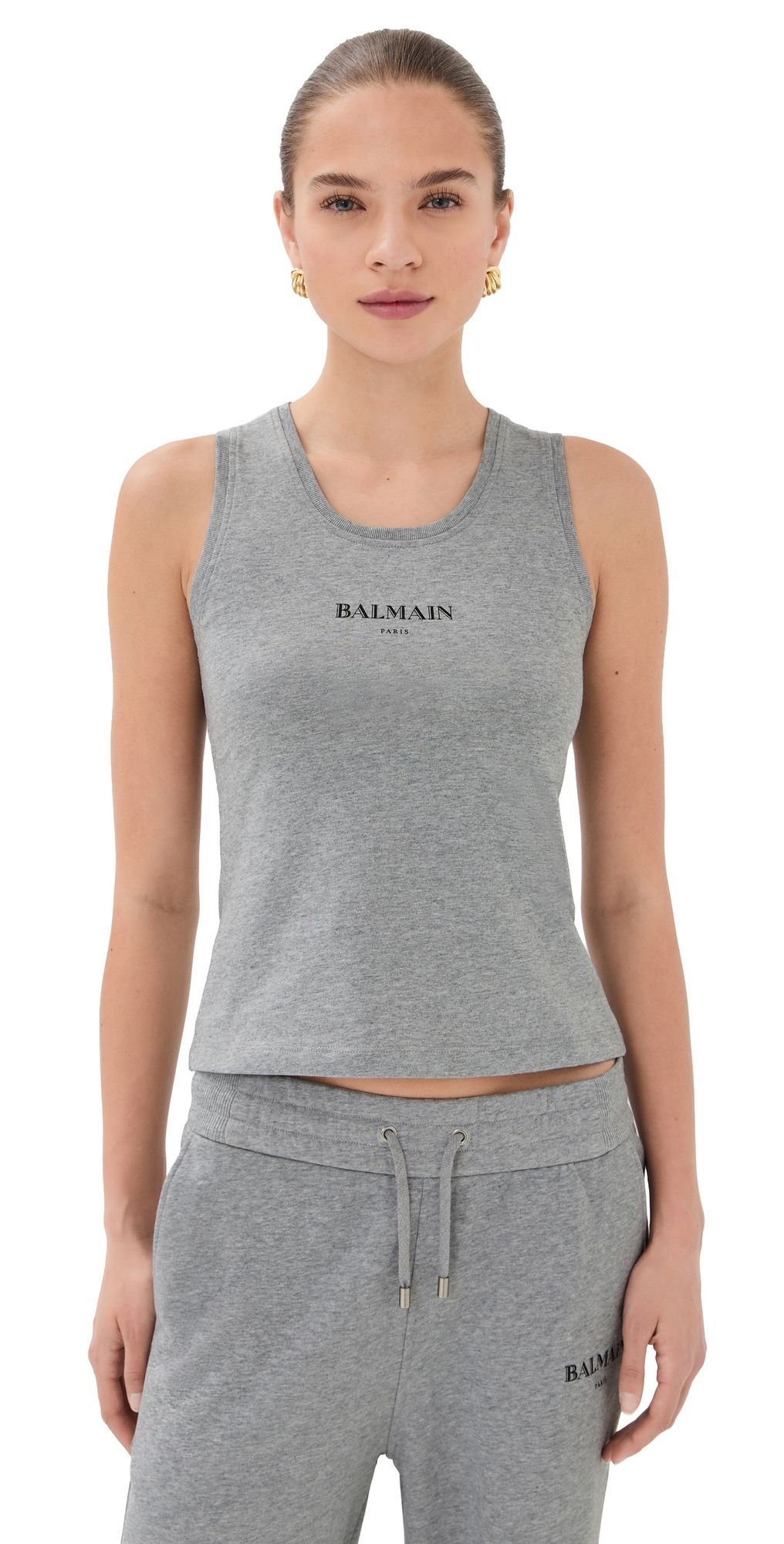 Balmain Balmain Vintage Print Tank Top Gris Chine/Noir M