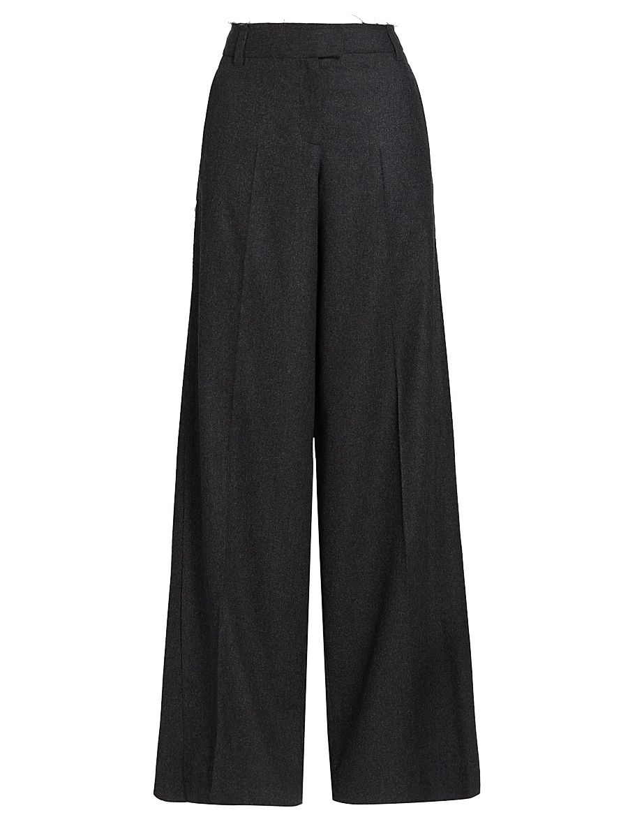 Women's Wool Crepe Low-Rise Pants - Dark Grey Melange - Size 8