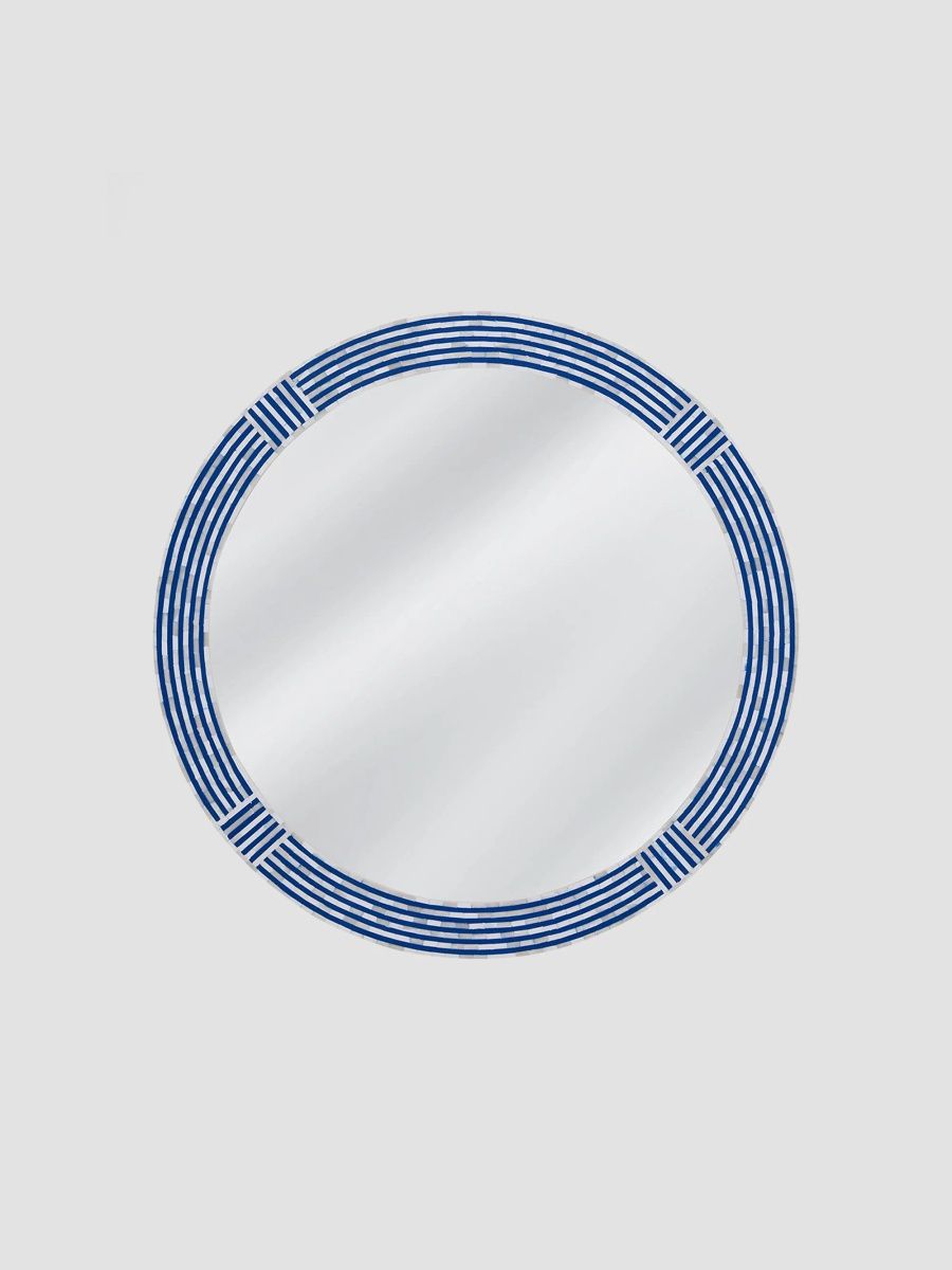 Round Wall Mirror - Blue White