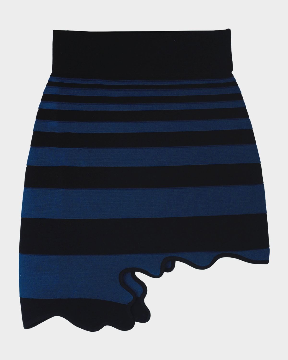 Chloe Striped Asymmetric Wavy Mini Skirt