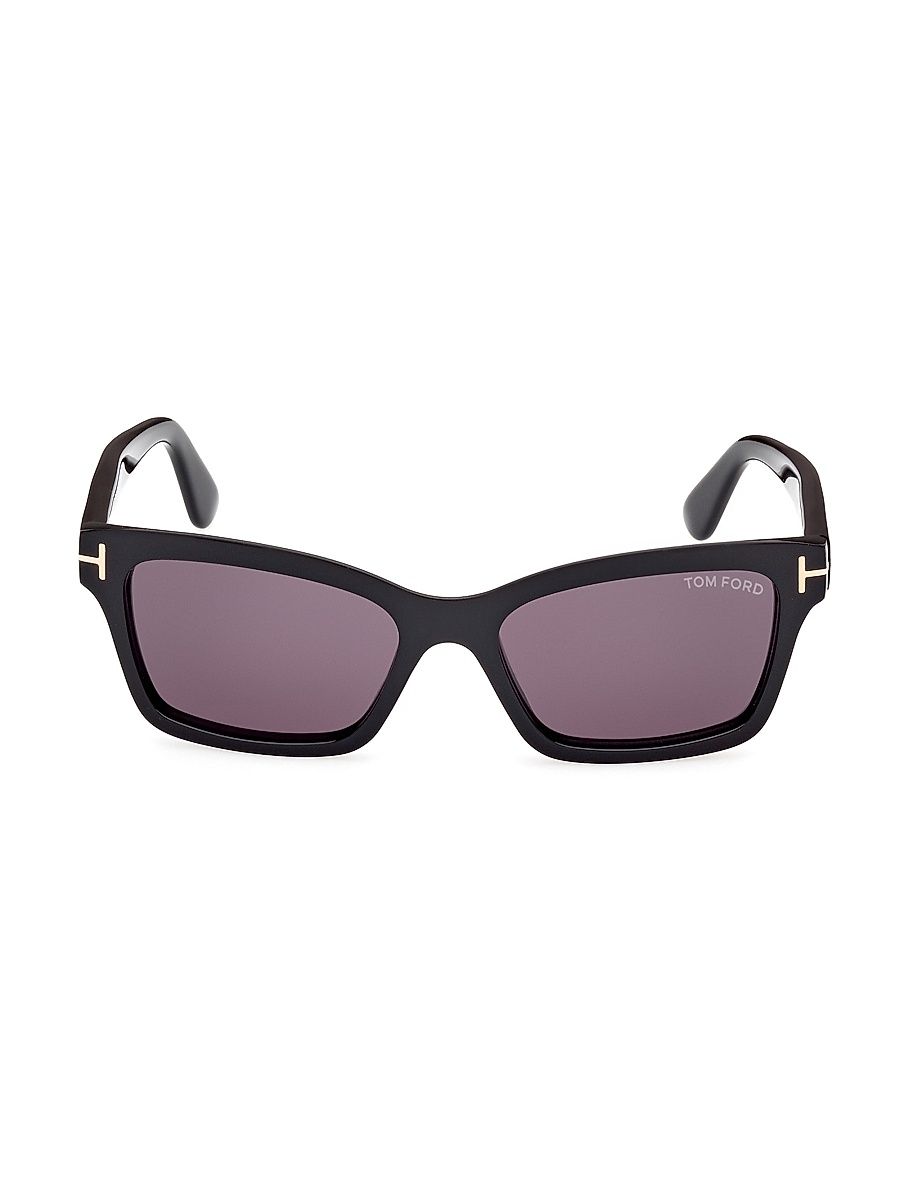 Women's Mikel 54MM Rectangular Sunglasses - Shiny Black Smoke