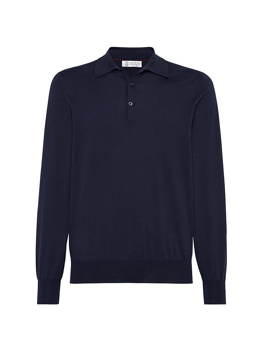 Men's Cotton Lightweight Knit Polo Shirt - Navy Blue - Size 40