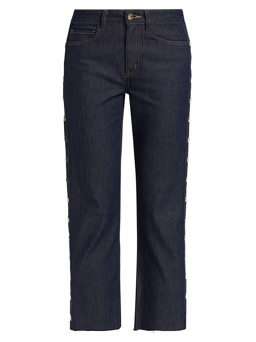 Women's Stephen Sheen Denim Snap Pants - Dark Denim Blue - Size 26