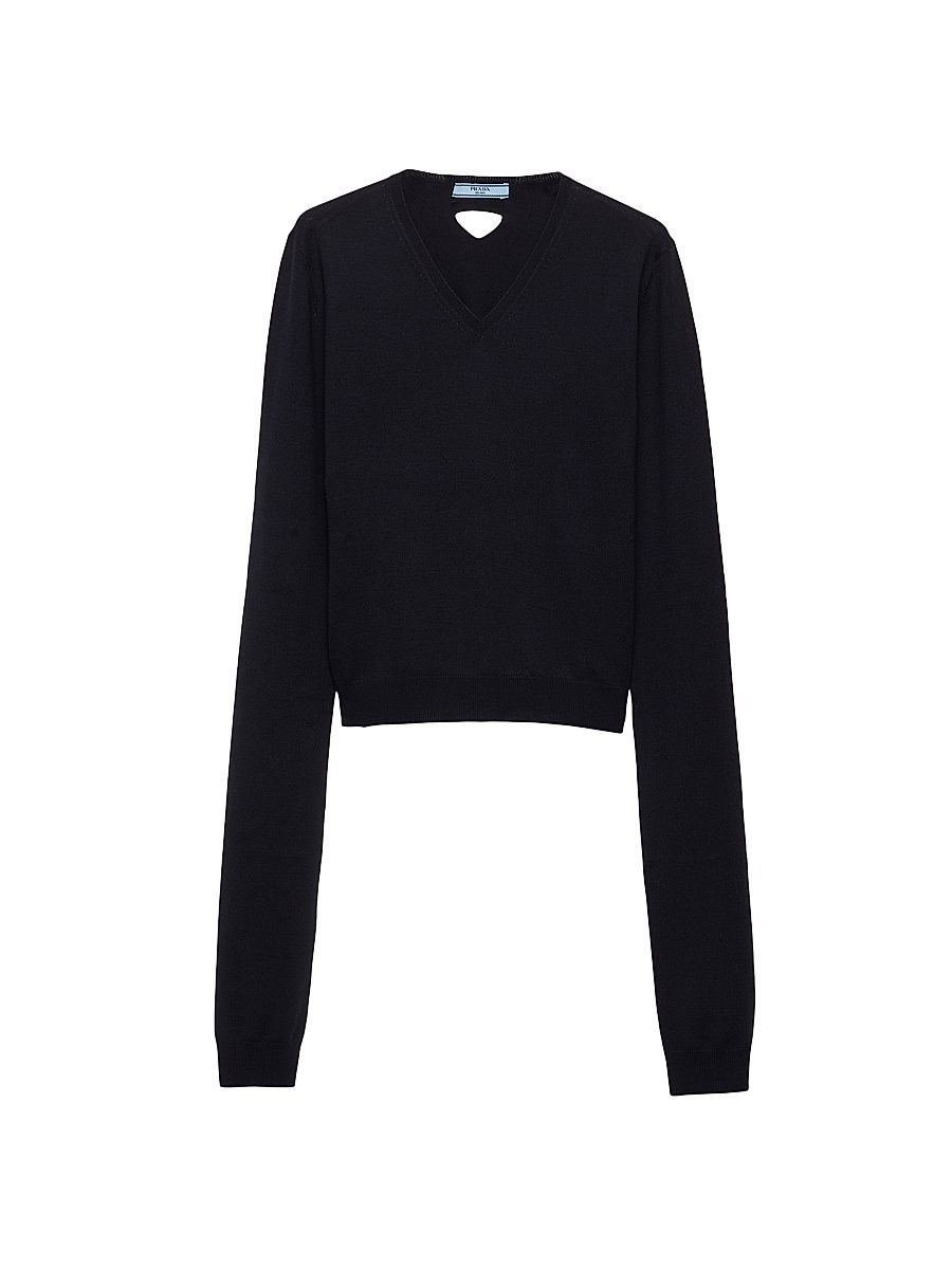 Women's Wool V-Neck Sweater - Blue - Size 10