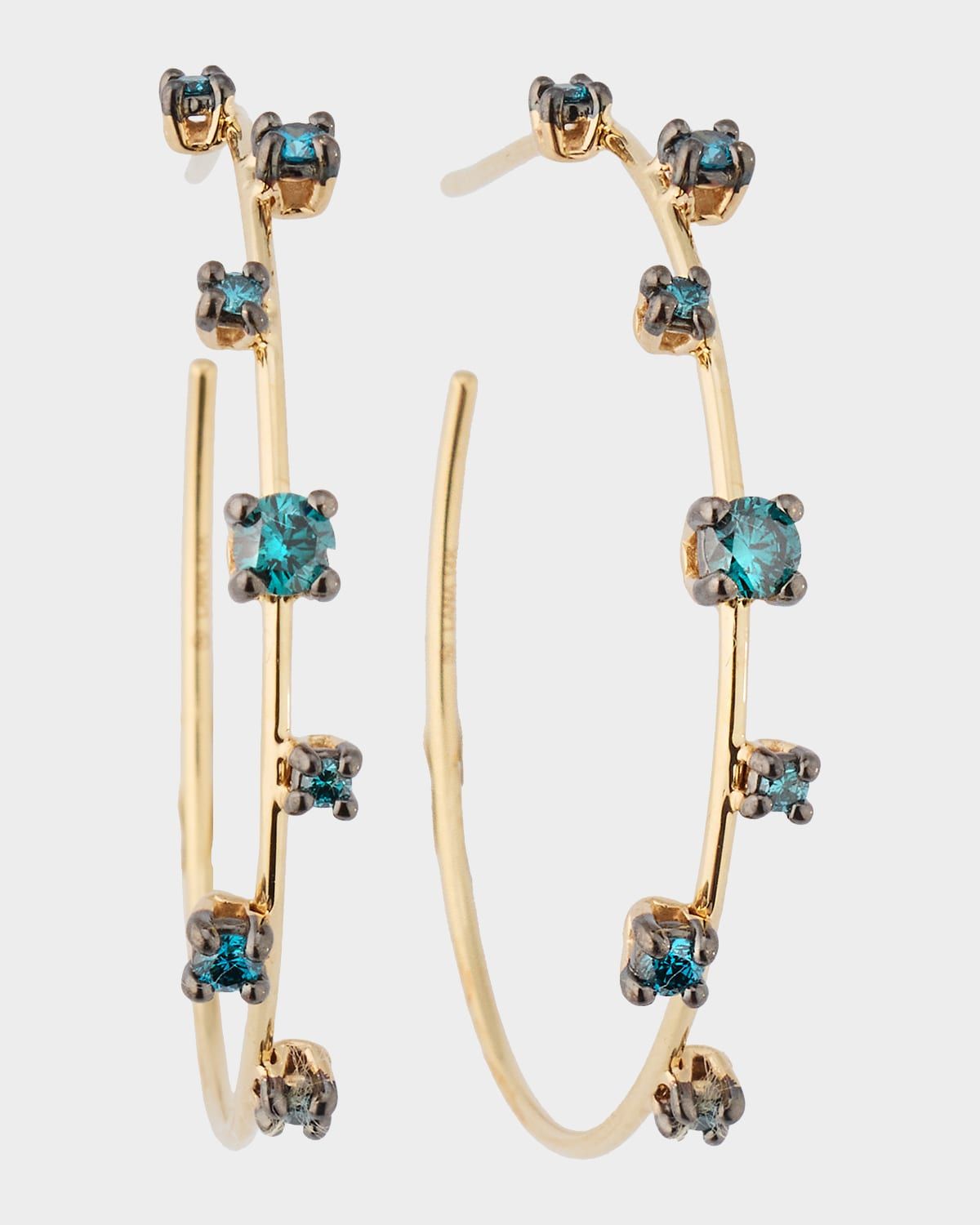 Solo Wire Denim Blue Diamond Hoop Earrings, 64mm