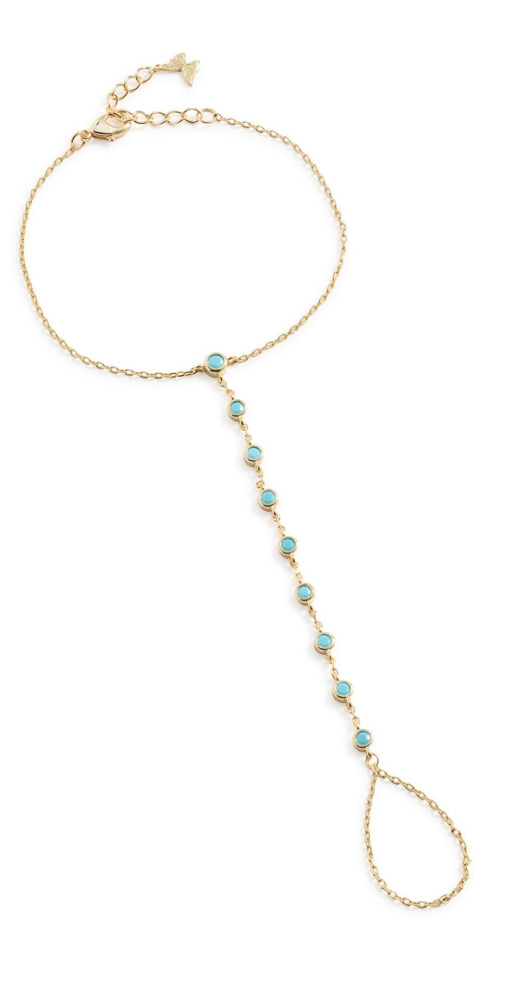 By Adina Eden Turquoise Bezel Station Hand Chain Turquoise One Size