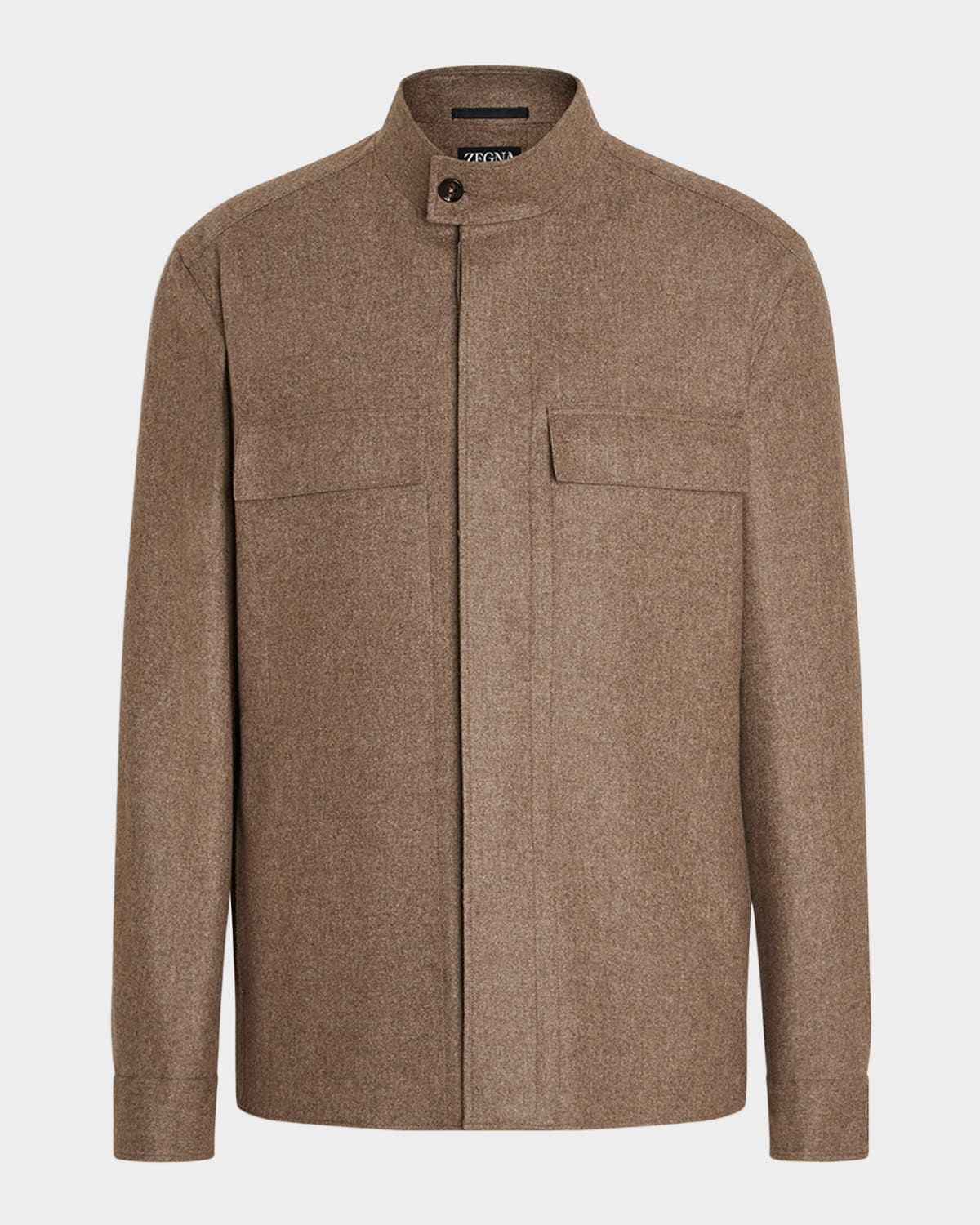 Men & apos;s Melange Cashmere Overshirt with Pockets