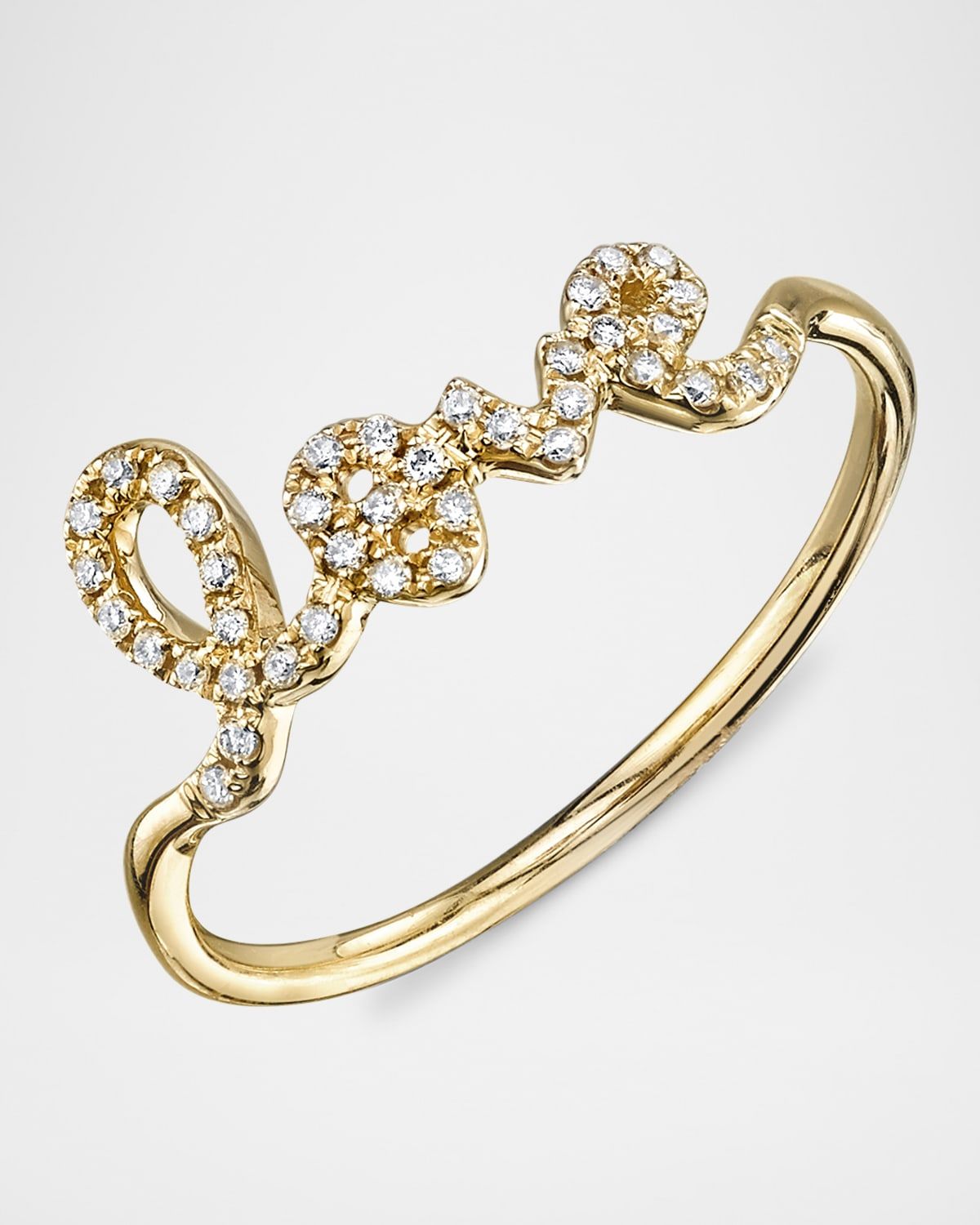 14k Gold Diamond Love Script Ring