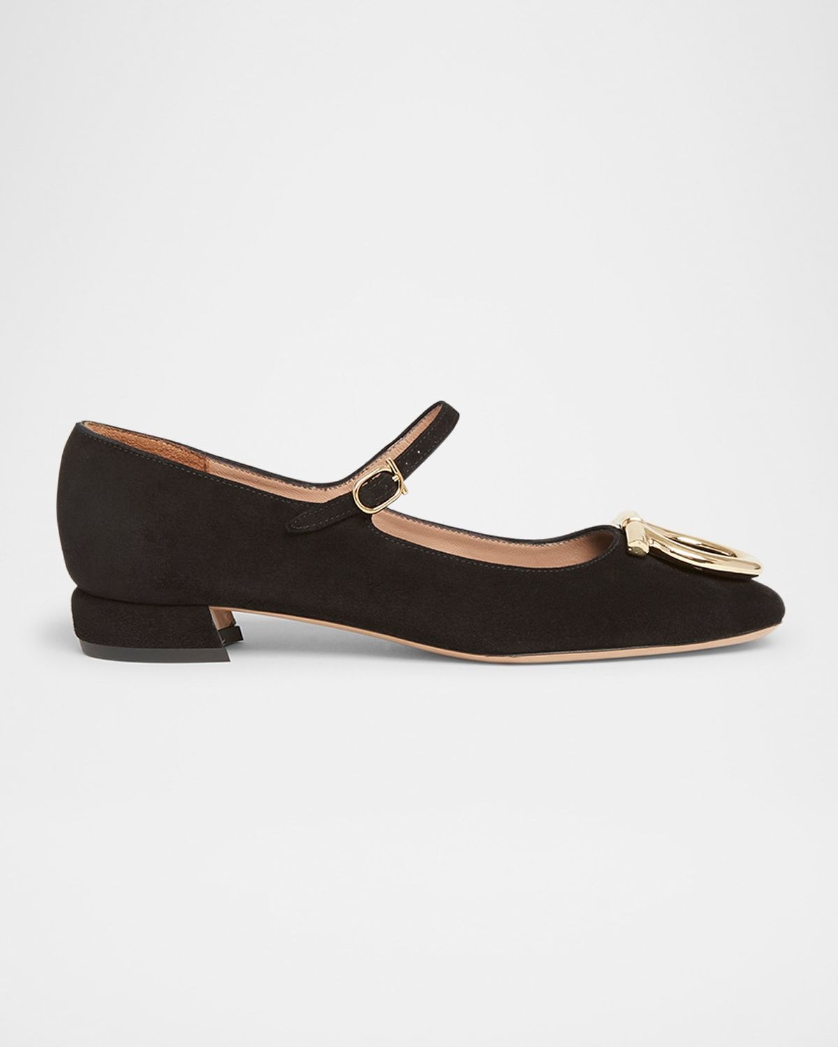 Marry Suede Gancini Ballerina Flats