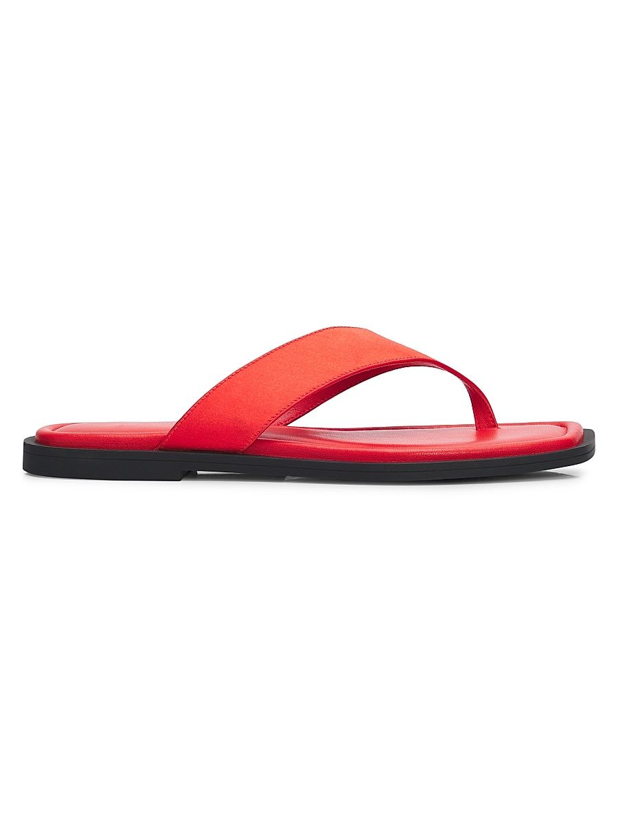 Women's Gracie Cushioned Flat Sandals - Red Satin - Size 11