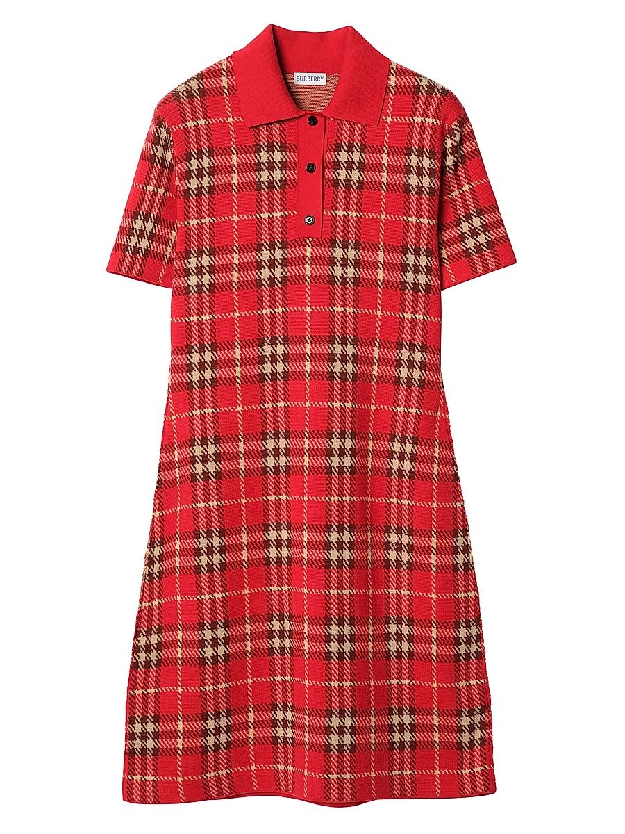 Women's Dina Check Wool-Blend Shift Minidress - Crayon Red Ip Check - Size XXS