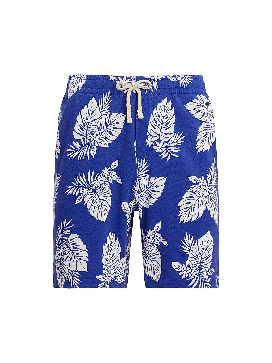 Men's Monstera-Print Spa Terry Shorts - Tropical Monstera - Size Large