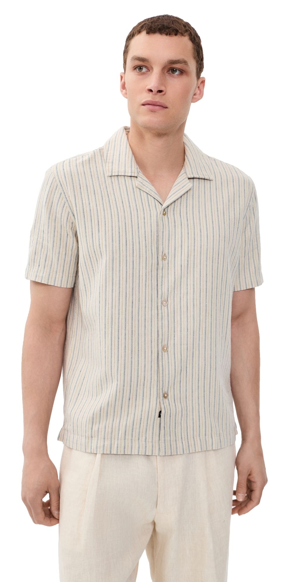 RAILS Ely Camp Shirt Ecru Multi Stripe M