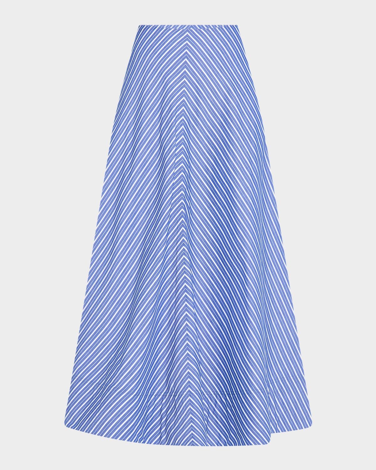 Knox Striped Low Slung Midi Circle Skirt
