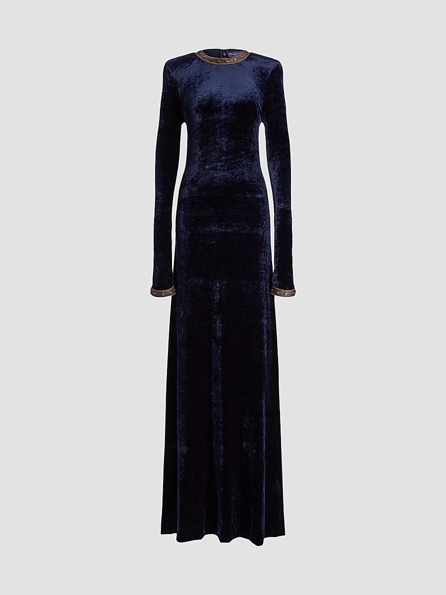Women's Nancie Velour Column Gown - Evening Blue - Size 6