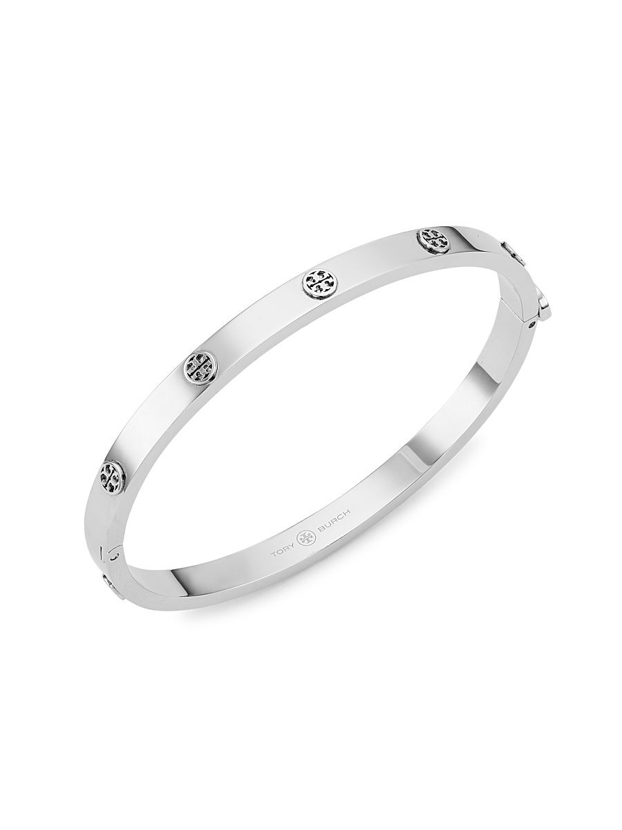 Women's Miller Stainless Steel Logo Bangle - Silver - Size Medium