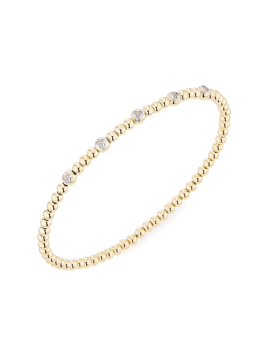 Women's 14K Yellow Gold & 0.125 TCW Diamond Beaded Bangle - Gold