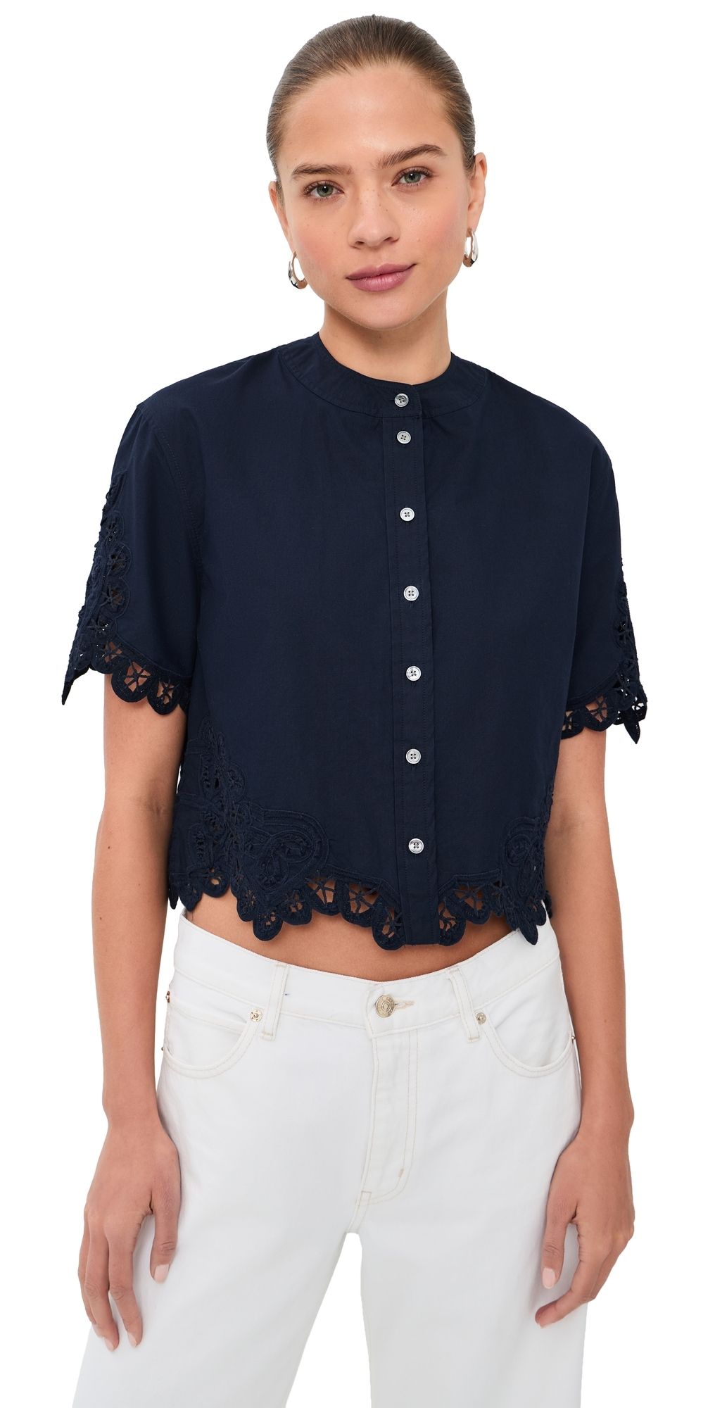 Veronica Beard Aleck Shirt Navy 2