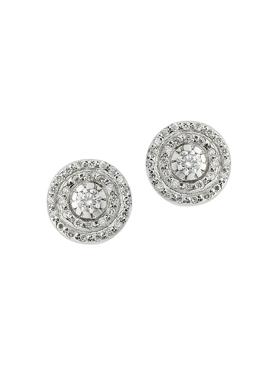 Women's Classic Solitaire 18K White Gold & Diamond Stud Earrings - White Gold