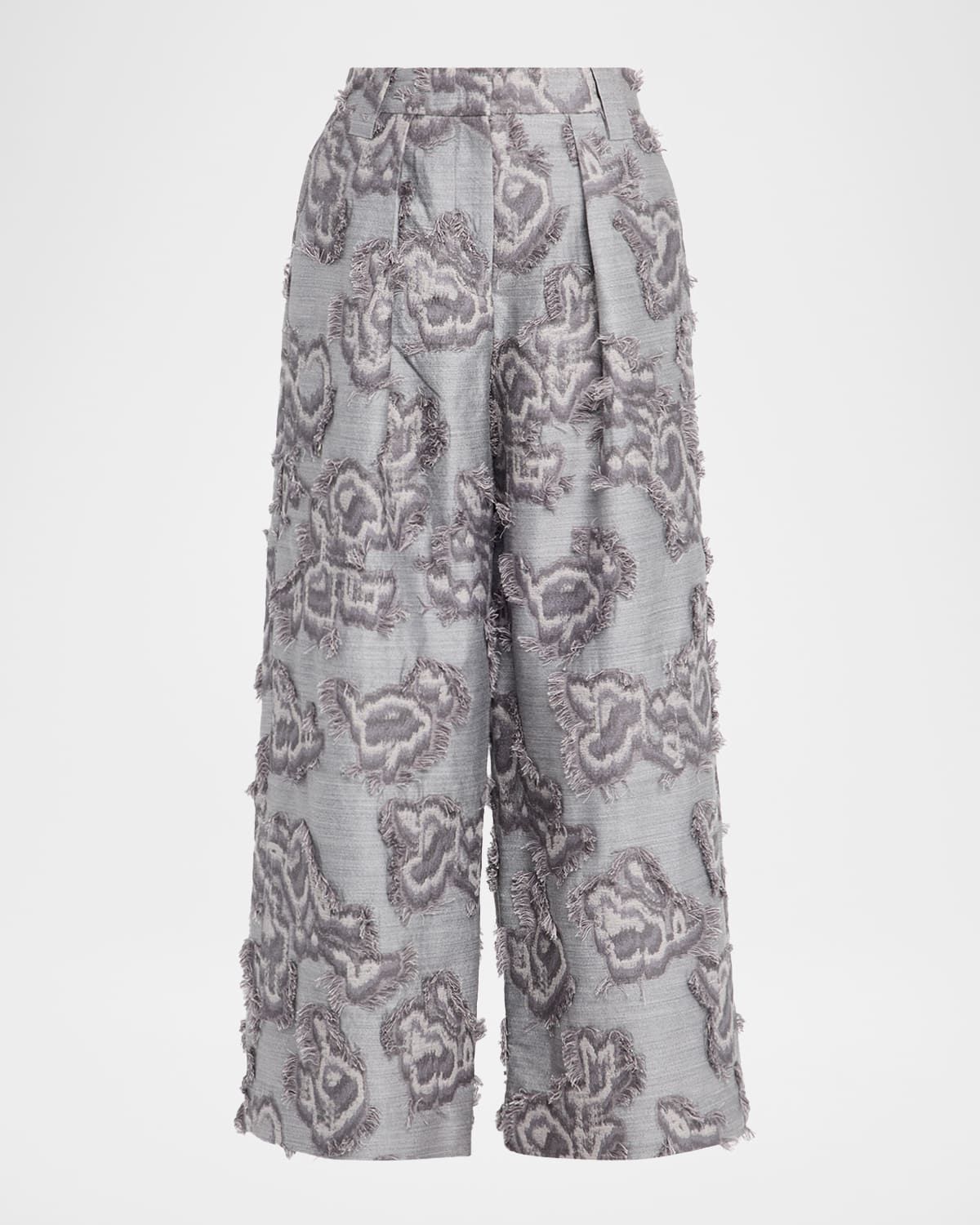 Wide-Leg Fil Coupé Suiting Pants