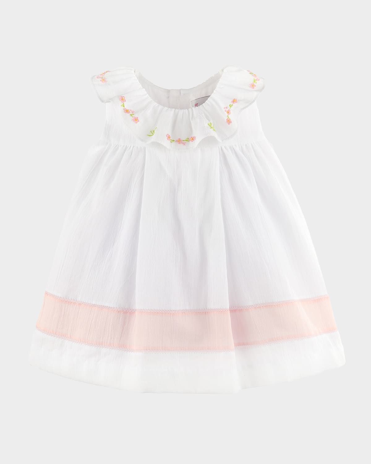 Girl & apos;s Embroidered Ruffle Cotton Gauze Dress, Size 9M-3T