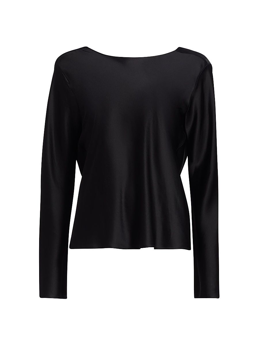 Women's Barb Satin Lace-Trim Top - Black - Size XL