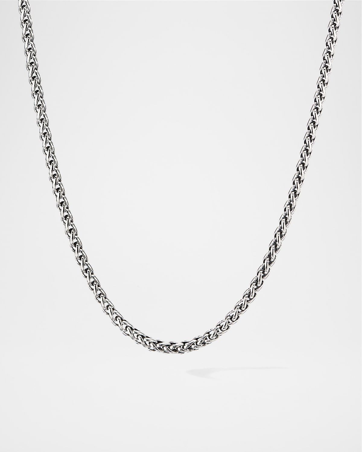 4mm Men & apos;s Wheat Chain Necklace in Silver