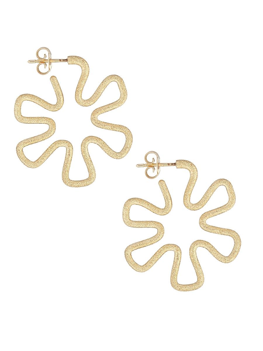 Women's Margherita Goldtone Medium Flower Hoop Earrings - Yellow Gold